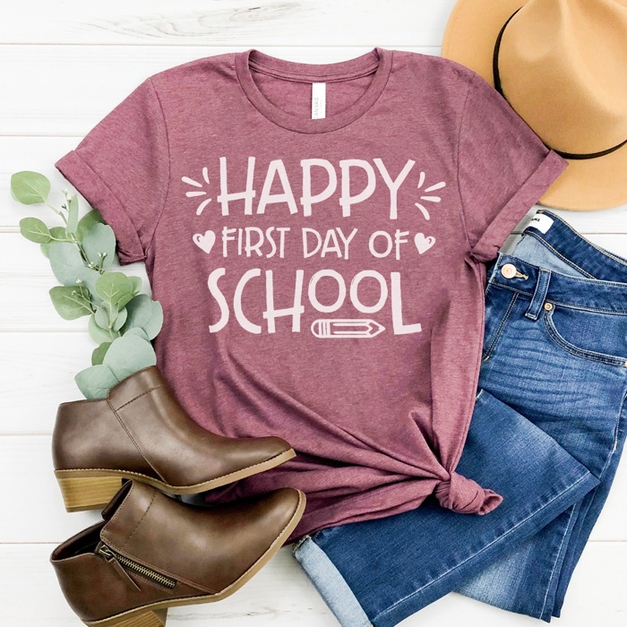 Happy First Day Graphic Tee Teacher Graphic Tee, Back to School Shirt, Teacher Style