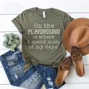 Large Olive On The Playground Graphic Tee Teacher Graphic Tee, Back to School Shirt, Teacher Style