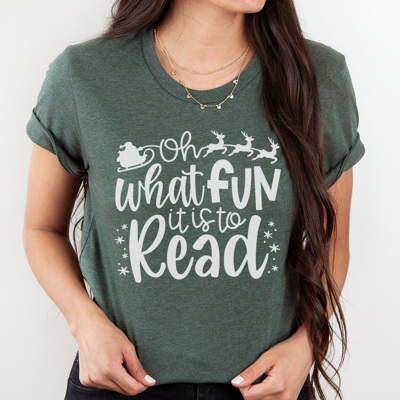 Oh What Fun It Is To Read Graphic Tee, Teacher Christmas Shirt, Librarian Shirt, Teacher Tee, Holiday Graphic Tee