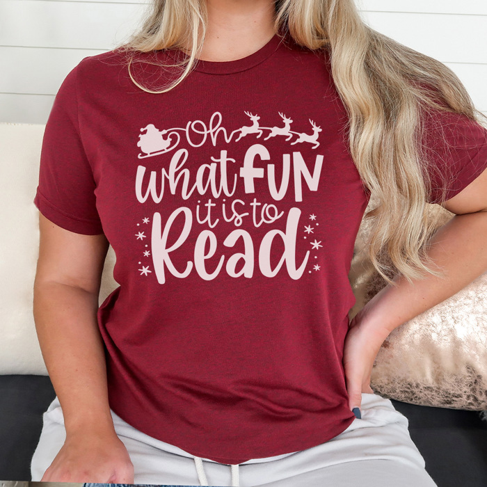 Oh What Fun It Is To Read Graphic Tee, Teacher Christmas Shirt, Librarian Shirt, Teacher Tee, Holiday Graphic Tee