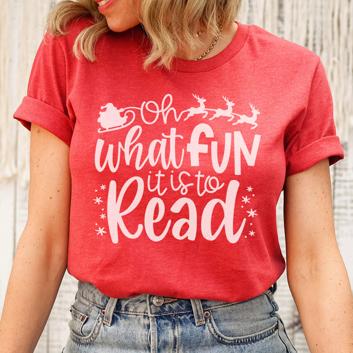 Oh What Fun It Is To Read Graphic Tee, Teacher Christmas Shirt, Librarian Shirt, Teacher Tee, Holiday Graphic Tee