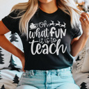Large Black Oh What Fun It Is To Teach Graphic Tee, Teacher Christmas Shirt, Librarian Shirt, Teacher Tee, Holiday Graphic Tee