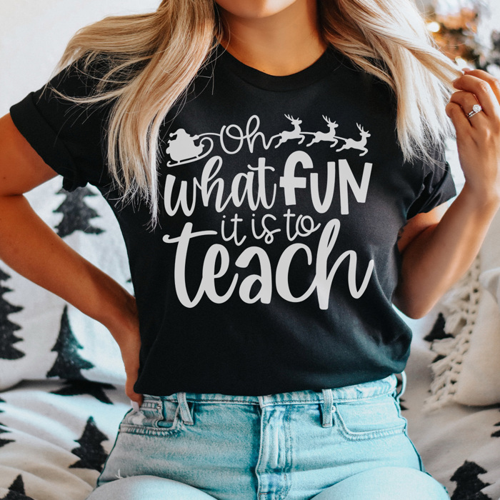 Oh What Fun It Is To Teach Graphic Tee, Teacher Christmas Shirt, Librarian Shirt, Teacher Tee, Holiday Graphic Tee