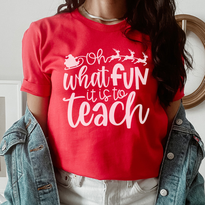 Oh What Fun It Is To Teach Graphic Tee, Teacher Christmas Shirt, Librarian Shirt, Teacher Tee, Holiday Graphic Tee