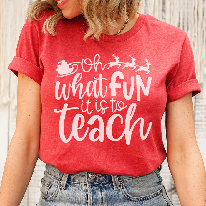 Oh What Fun It Is To Teach Graphic Tee, Teacher Christmas Shirt, Librarian Shirt, Teacher Tee, Holiday Graphic Tee