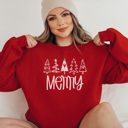  Merry Doodle Trees, Christmas Sweatshirt, Merry Sweatshirt, Cute Christmas, Distressed Christmas, Matching Christmas Pajamas, 