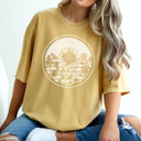 Large Mustard Boho Sunflower Graphic Tee, Boho Shirt, Summer Graphic Tee, Every Day Tshirt