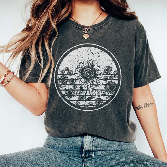 Boho Sunflower Graphic Tee, Boho Shirt, Summer Graphic Tee, Every Day Tshirt