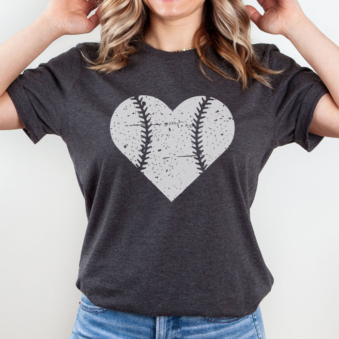 Baseball Heart Graphic Tee, Cute Baseball Shirt, Baseball Mom, Distressed Shirt