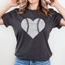 XL Graphite Baseball Heart Graphic Tee, Cute Baseball Shirt, Baseball Mom, Distressed Shirt
