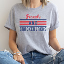 XL Athletiec Heather Peanuts and Cracker Jacks Graphic Tee, Baseball Graphic Tee, Baseball Mom Shirt, Game Day Tee