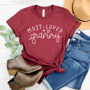 XXL Maroon-Grammy Most Loved Grandma Graphic Tee, Mother's Day Shirt, Gigi Tee, Nana Tee, Grammy Tee, Gigi Tee, Grandma Tee