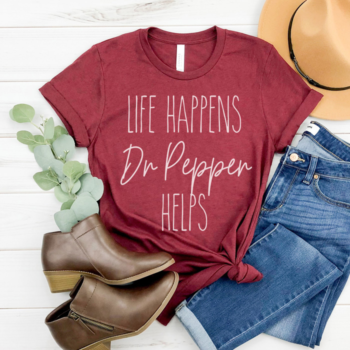 Life Happens Graphic Tee, Funny Graphic Tee, Dr Pepper Shirt, Diet Coke Dirt, Coffee Shirt