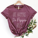 Small Plum Life Happens Dr Pepper Helps Graphic Tee