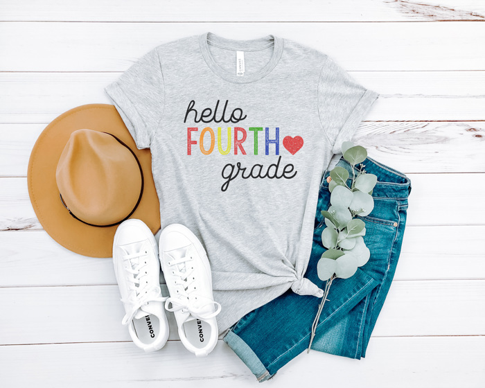 Hello Grade Rainbow Graphic Tee, Teacher Graphic Tee, Back to School Shirt, First Day of School Tee