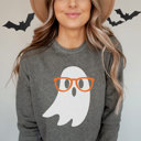  Nerdy Ghost, Cute Halloween Sweatshirt, Teacher Graphic Sweatshirt, Teacher Halloween, Ghost Glasses