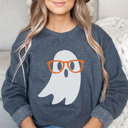  Nerdy Ghost, Cute Halloween Sweatshirt, Teacher Graphic Sweatshirt, Teacher Halloween, Ghost Glasses