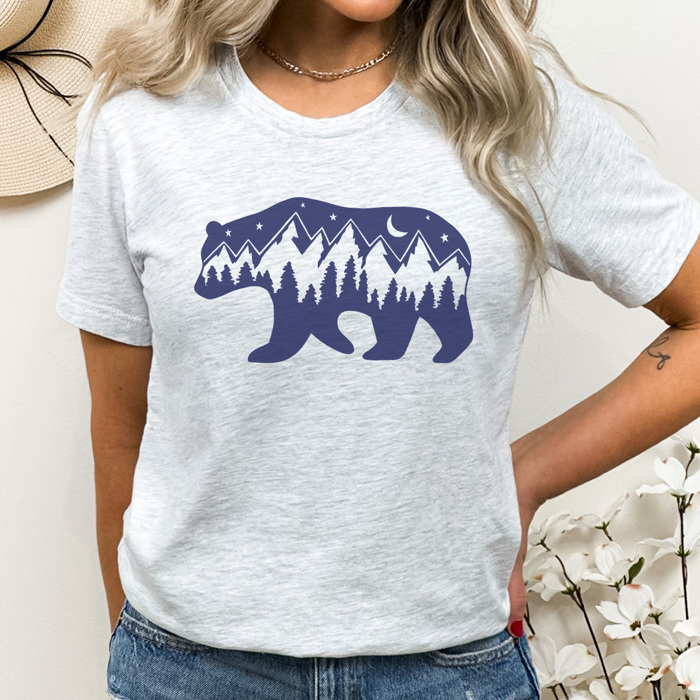 Mountain Bear Graphic Tee, Camping Shirt, Outdoor Shirt, Summer Tshirt, Unisex Tee