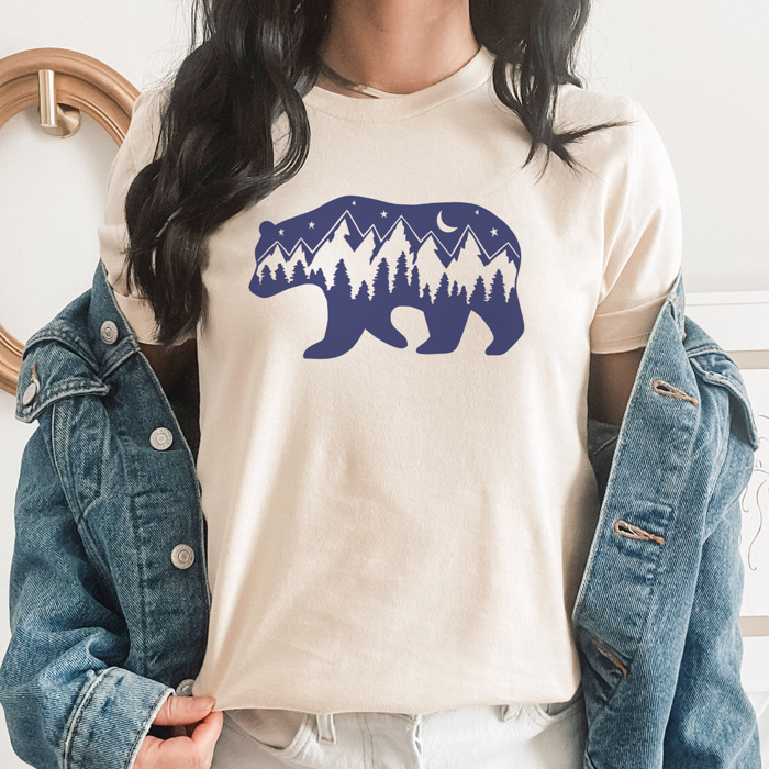 Mountain Bear Graphic Tee, Camping Shirt, Outdoor Shirt, Summer Tshirt, Unisex Tee