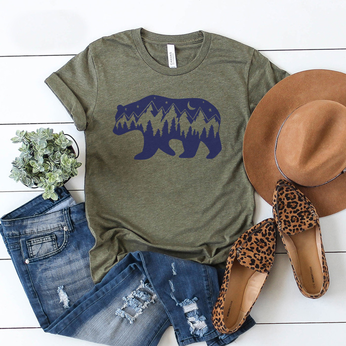 Mountain Bear Graphic Tee, Camping Shirt, Outdoor Shirt, Summer Tshirt, Unisex Tee