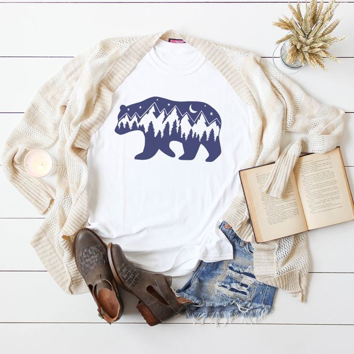 Mountain Bear Graphic Tee, Camping Shirt, Outdoor Shirt, Summer Tshirt, Unisex Tee