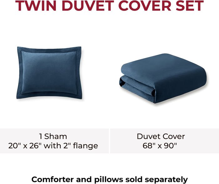Bibb Home 3-Piece Heavyweight Flannel Duvet Cover Set