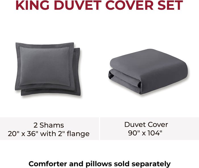 Bibb Home 3-Piece Heavyweight Flannel Duvet Cover Set