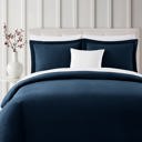 King Navy Bibb Home 3-Piece Heavyweight Flannel Duvet Cover Set