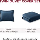 Twin Navy Bibb Home 3-Piece Heavyweight Flannel Duvet Cover Set