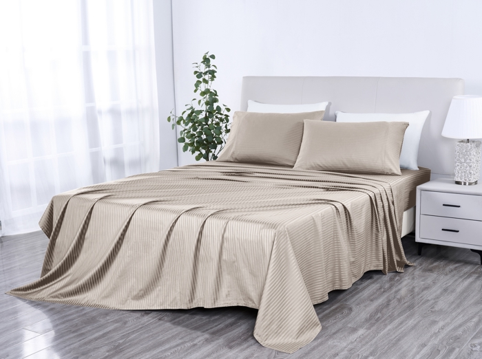 Kathy Ireland 500 Thread Count Damask Stripe Sheet Set with Optifit