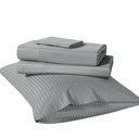 California King Grey Kathy Ireland 500 Thread Count Damask Stripe Sheet Set with Optifit