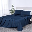 California King Navy Kathy Ireland 500 Thread Count Damask Stripe Sheet Set with Optifit
