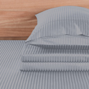 California King Silver Kathy Ireland 500 Thread Count Damask Stripe Sheet Set with Optifit