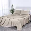 Full/Double Beige Kathy Ireland 500 Thread Count Damask Stripe Sheet Set with Optifit