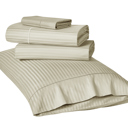 Full/Double Beige Kathy Ireland 500 Thread Count Damask Stripe Sheet Set with Optifit