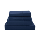 Full/Double Navy Kathy Ireland 500 Thread Count Damask Stripe Sheet Set with Optifit