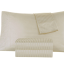 King Beige Kathy Ireland 500 Thread Count Damask Stripe Sheet Set with Optifit