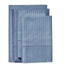 Queen Classic Blue Kathy Ireland 500 Thread Count Damask Stripe Sheet Set with Optifit