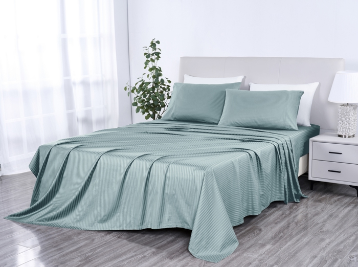 Kathy Ireland 500 Thread Count Damask Stripe Sheet Set with Optifit