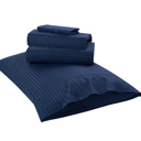 Queen Navy Kathy Ireland 500 Thread Count Damask Stripe Sheet Set with Optifit