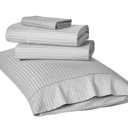 Queen Silver Kathy Ireland 500 Thread Count Damask Stripe Sheet Set with Optifit