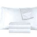 Queen White Kathy Ireland 500 Thread Count Damask Stripe Sheet Set with Optifit