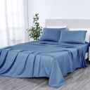 Twin Classic Blue Kathy Ireland 500 Thread Count Damask Stripe Sheet Set with Optifit