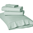 Twin Granite Green Kathy Ireland 500 Thread Count Damask Stripe Sheet Set with Optifit