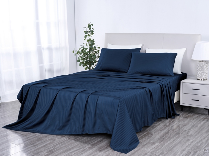 Kathy Ireland 500 Thread Count Damask Stripe Sheet Set with Optifit