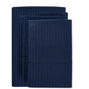 Twin Navy Kathy Ireland 500 Thread Count Damask Stripe Sheet Set with Optifit