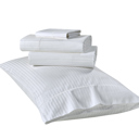 Twin White Kathy Ireland 500 Thread Count Damask Stripe Sheet Set with Optifit