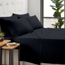 Full/Double Black Kathy Ireland Bamboo Cooling 6 Piece Sheet Set
