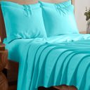 Full/Double Aqua Kathy Ireland 1200tc 6 Piece Cotton Rich Damask Stripe Sheet Set
