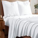 Full/Double White Kathy Ireland 1200tc 6 Piece Cotton Rich Damask Stripe Sheet Set